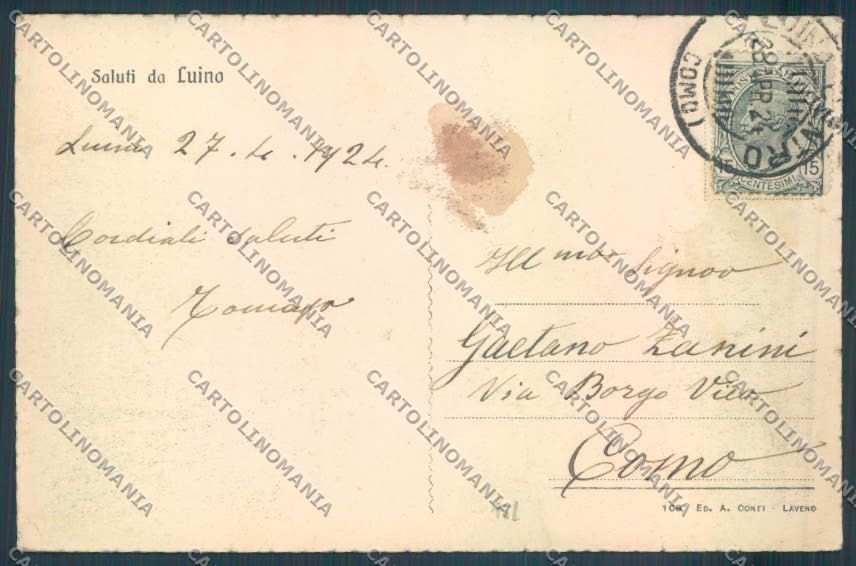 Varese Luino Battello Saluti da cartolina LQ8025 – retro