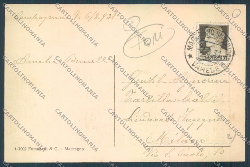 Varese Maccagno FORI cartolina LQ8129 – retro
