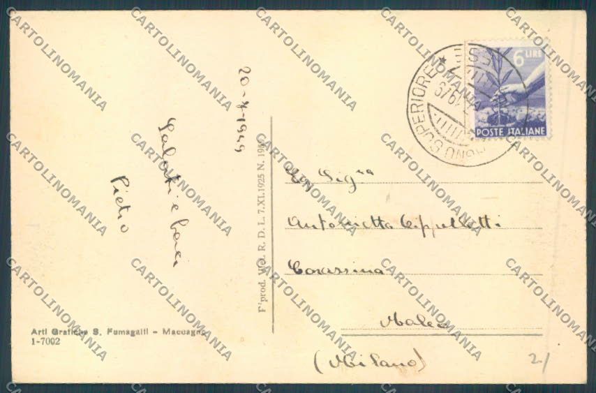 Varese Maccagno cartolina LQ8143 – retro