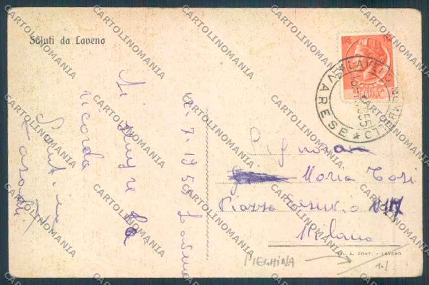 Varese Laveno Battello Saluti da PIEGHINE cartolina LQ8167 – retro