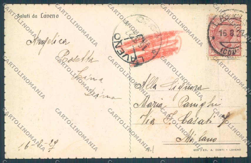 Varese Laveno Battello Saluti da cartolina LQ8196 – retro