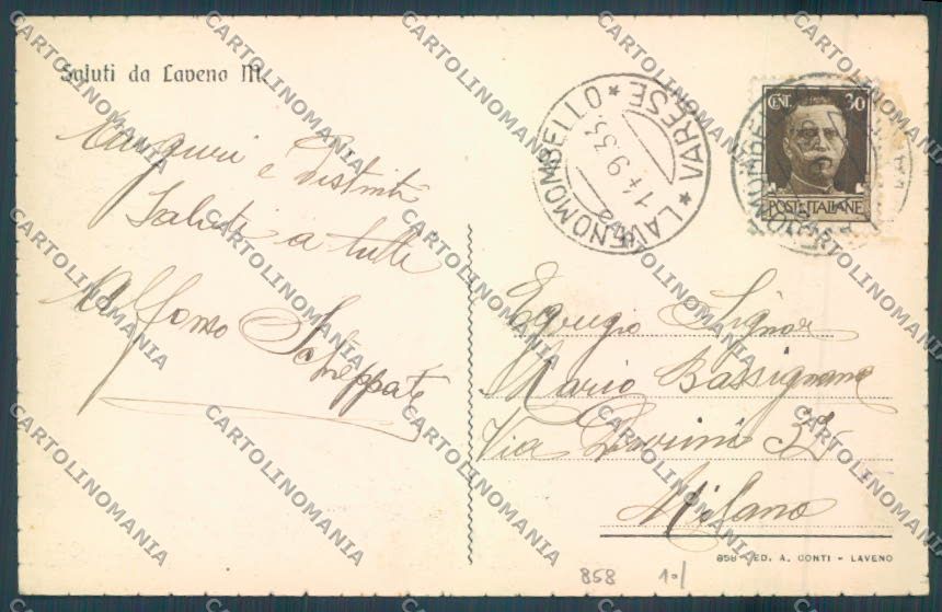 Varese Laveno Battello Saluti da cartolina LQ8197 – retro