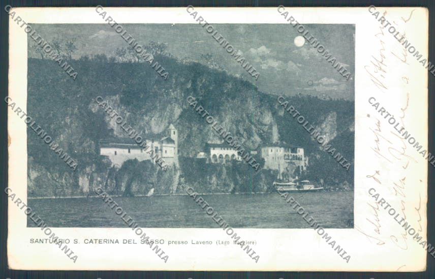 Varese Leggiuno Santa Caterina del Sasso Battello cartolina LQ8408 – fronte