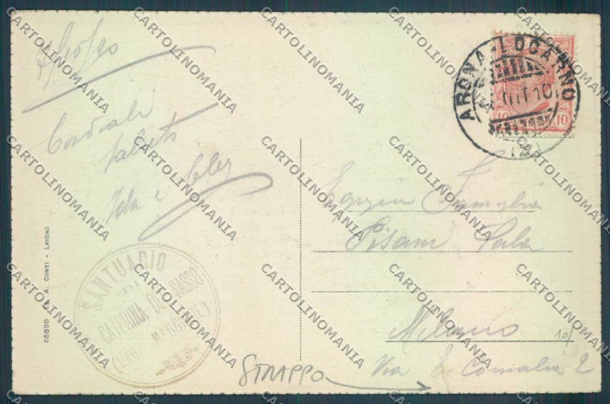 Varese Leggiuno Santa Caterina del Sasso STRAPPO cartolina LQ8410 – retro