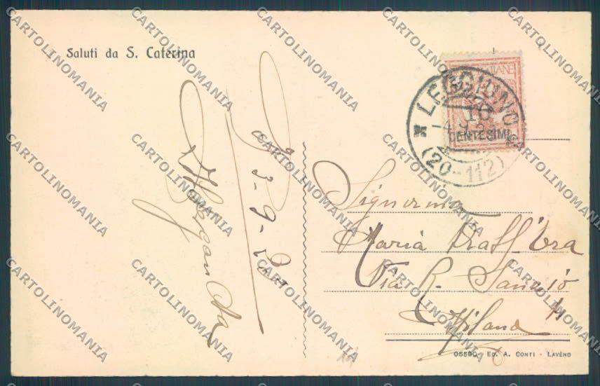 Varese Leggiuno Santa Caterina del Sasso Saluti da cartolina LQ8412 – retro