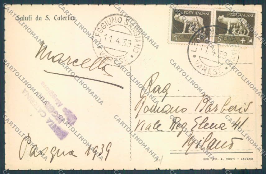 Varese Leggiuno Santa Caterina del Sasso Saluti da cartolina LQ8413 – retro