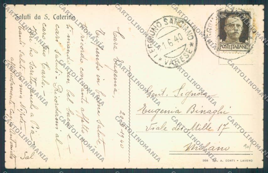 Varese Leggiuno Santa Caterina del Sasso Saluti da cartolina LQ8414 – retro