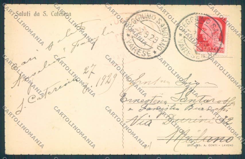 Varese Leggiuno Santa Caterina del Sasso Saluti da cartolina LQ8416 – retro