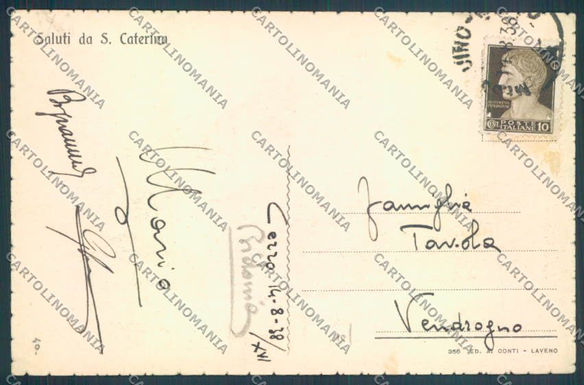 Varese Leggiuno Santa Caterina del Sasso Saluti da cartolina LQ8419 – retro