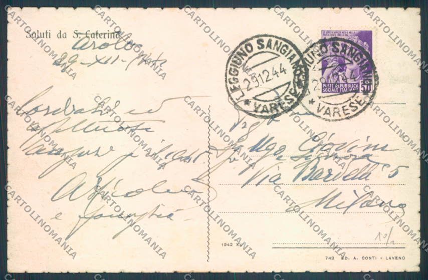 Varese Leggiuno Santa Caterina del Sasso Saluti da cartolina LQ8420 – retro
