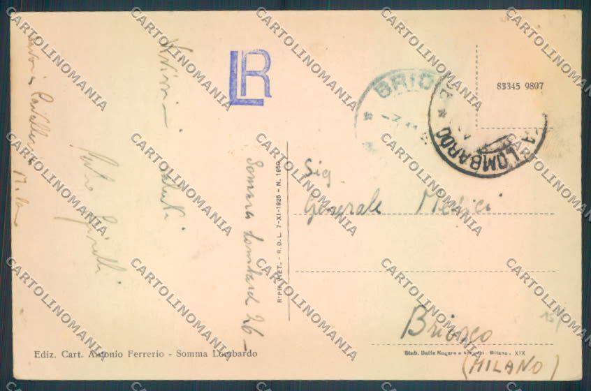 Varese Somma Lombardo cartolina LQ8472 – retro