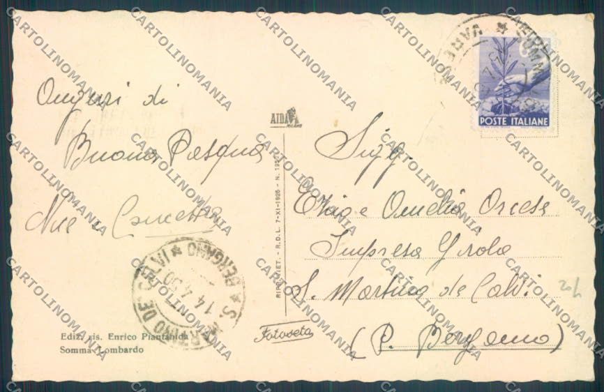 Varese Somma Lombardo cartolina LQ8479 – retro