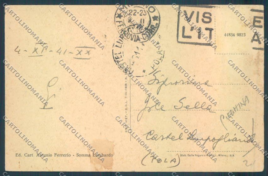 Varese Somma Lombardo PIEGHINA cartolina LQ8483 – retro