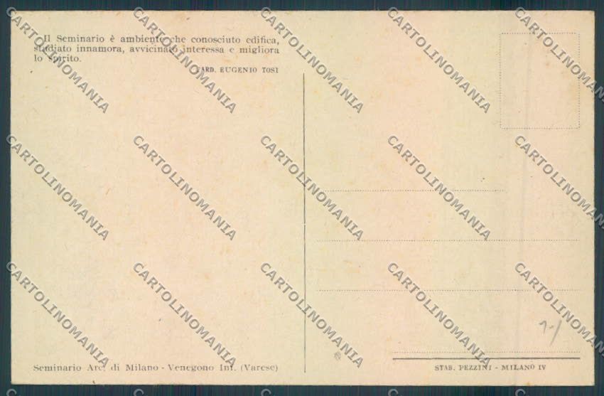 Varese Venegono Seminario Refettorio cartolina LQ8572 – retro