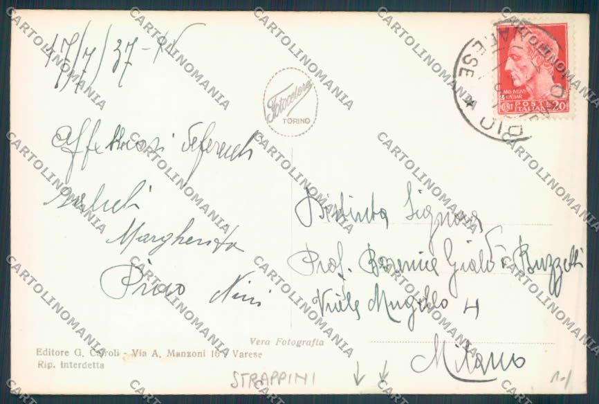Varese Comerio STRAPPINI Foto cartolina LQ8577 – retro