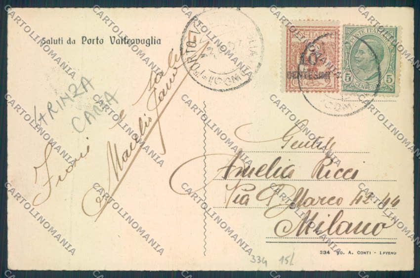 Varese Porto Valtravaglia Saluti da GRINZA CARTA cartolina LQ8592 – retro