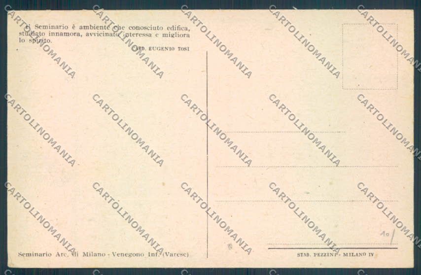 Varese Venegono Seminario Refettorio cartolina LQ8684 – retro