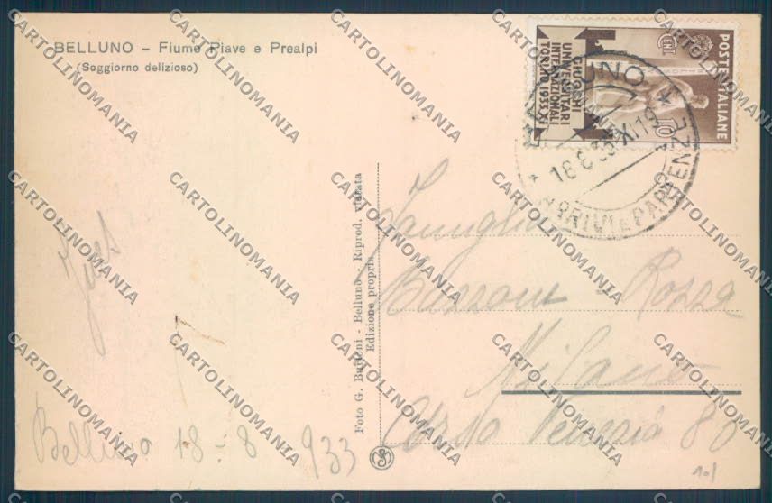 Belluno Città Ponte cartolina LQ8784 – retro