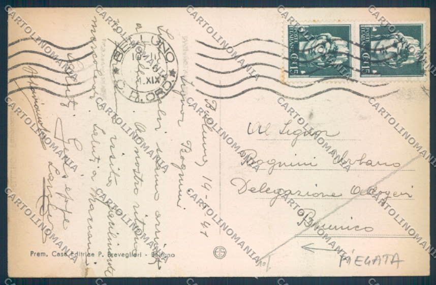 Belluno Città STRAPPO PIEGATA cartolina LQ8788 – retro