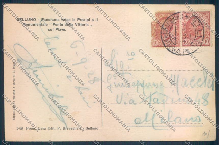 Belluno Città Ponte cartolina LQ8797 – retro