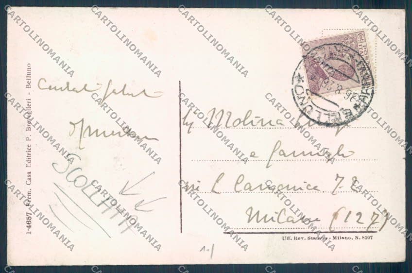 Belluno Città SCOLLATA cartolina LQ8815 – retro