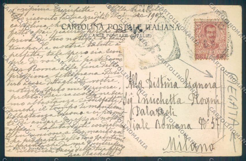 Belluno Città PIEGATA cartolina LQ8821 – retro