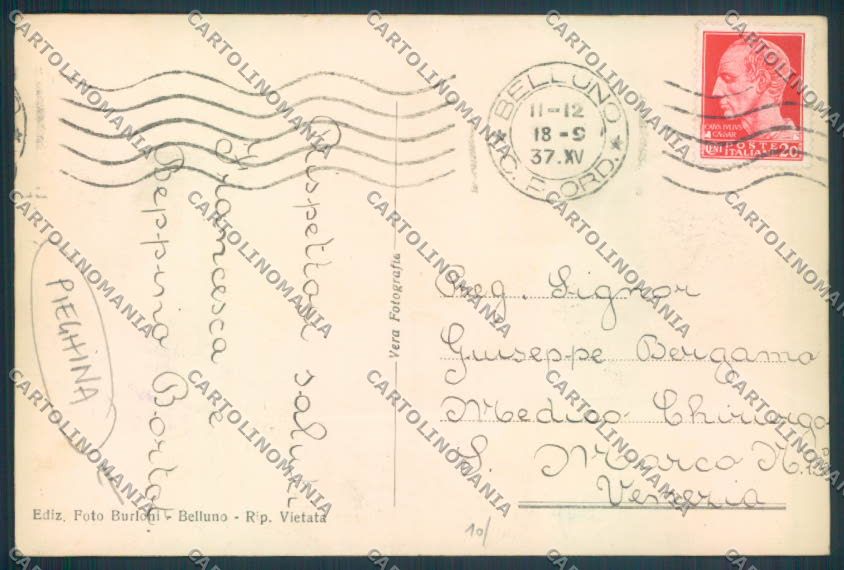 Belluno Città PIEGHINA Foto cartolina LQ8826 – retro