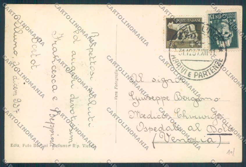Belluno Città PIEGHINA Foto cartolina LQ8827 – retro
