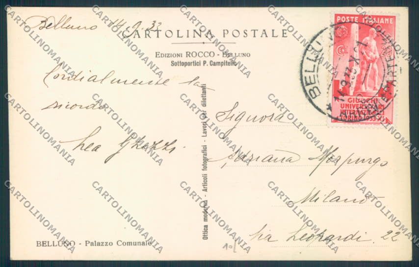 Belluno Città Foto cartolina LQ8829 – retro