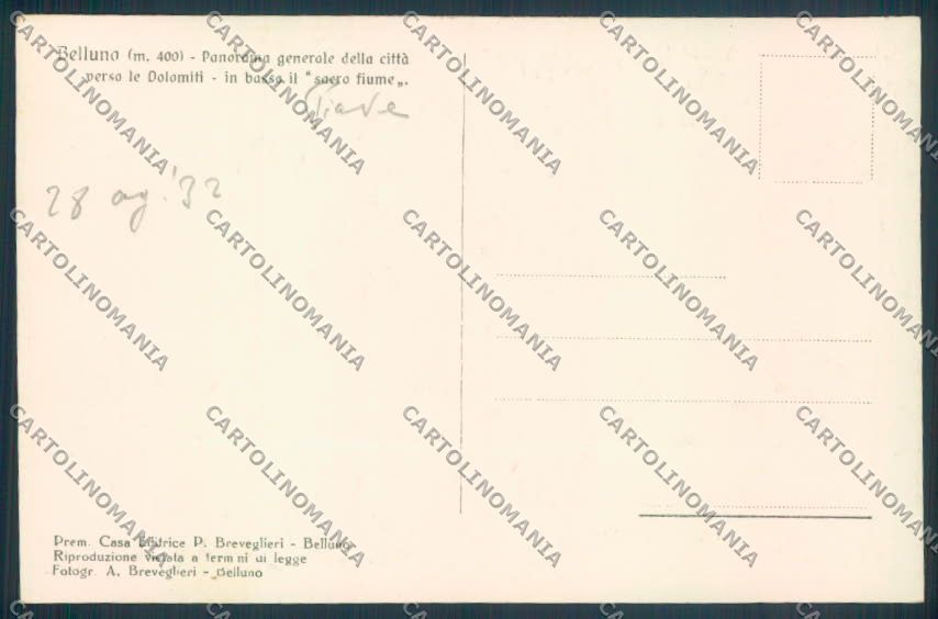 Belluno Città Foto cartolina LQ8839 – retro
