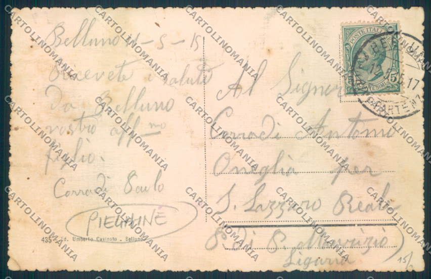Belluno Città Ponte PIEGHINE cartolina LQ8869 – retro