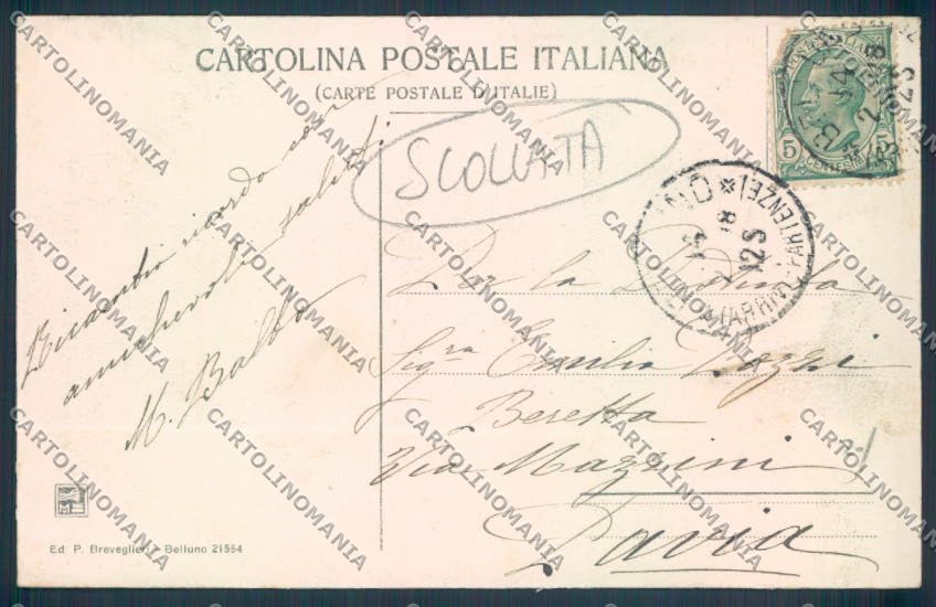 Belluno Città SCOLLATA cartolina LQ8895 – retro