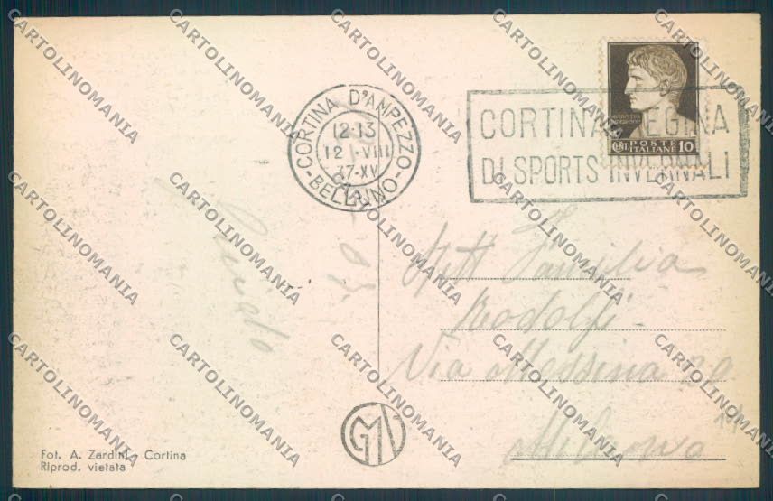 Belluno Cortina d'Ampezzo cartolina LQ8924 – retro