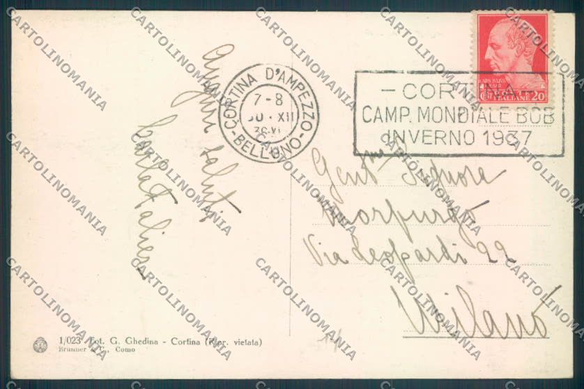 Belluno Cortina d'Ampezzo Nevicata cartolina LQ8925 – retro