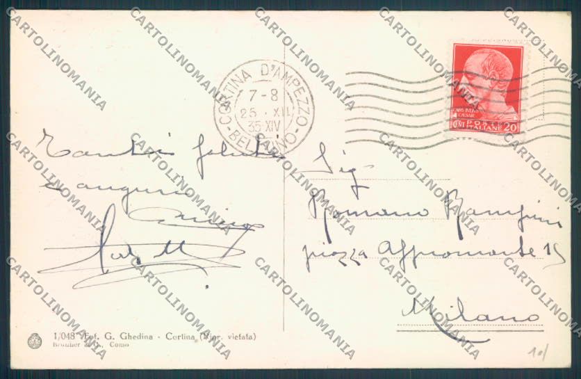 Belluno Cortina d'Ampezzo Nevicata cartolina LQ8932 – retro