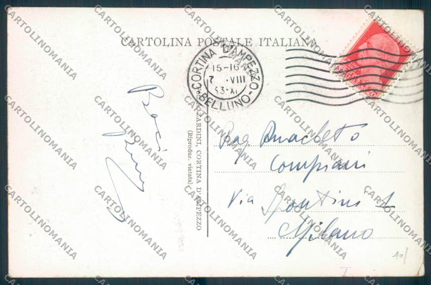 Belluno Cortina d'Ampezzo cartolina LQ8941 – retro