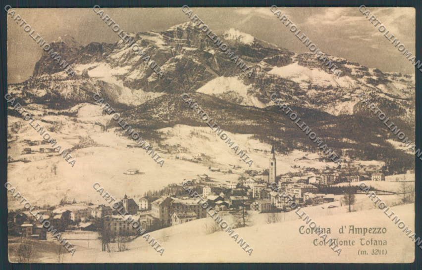 Belluno Cortina d'Ampezzo Nevicata PIEGA cartolina LQ8953 – fronte