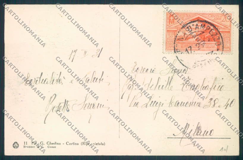 Belluno Cortina d'Ampezzo Nevicata cartolina LQ8956 – retro