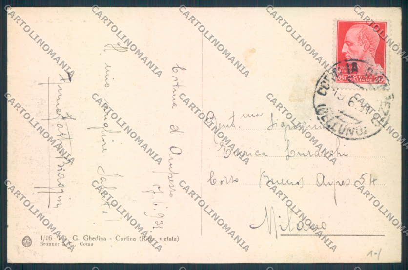 Belluno Cortina d'Ampezzo cartolina LQ8963 – retro