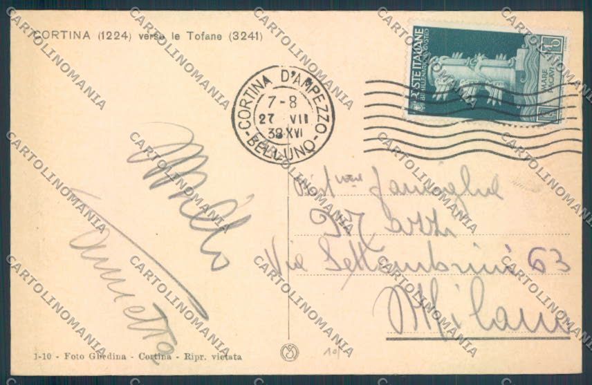 Belluno Cortina d'Ampezzo cartolina LQ8967 – retro