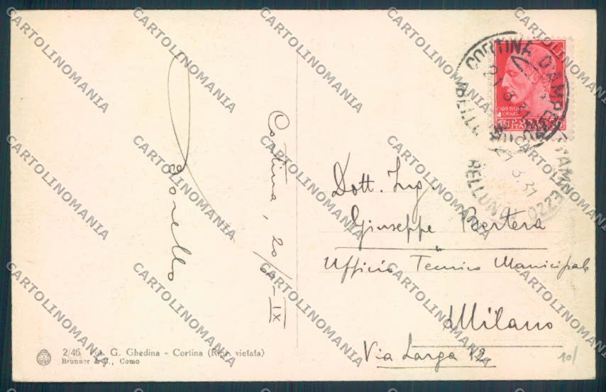 Belluno Cortina d'Ampezzo cartolina LQ8970 – retro