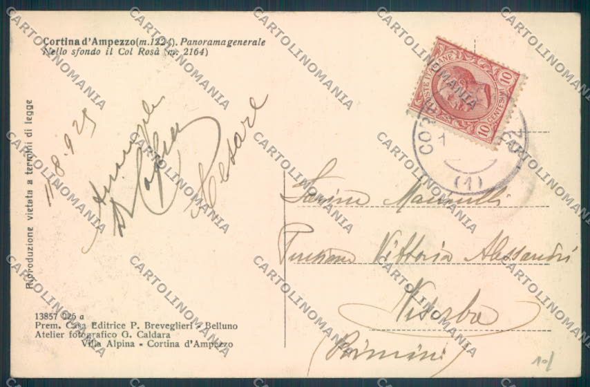 Belluno Cortina d'Ampezzo cartolina LQ8972 – retro