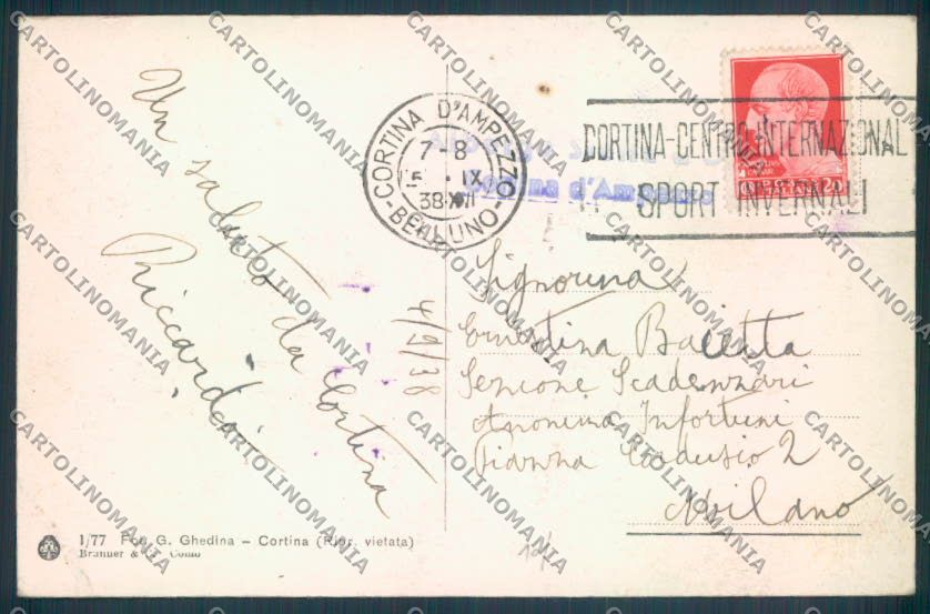 Belluno Cortina d'Ampezzo cartolina LQ8996 – retro