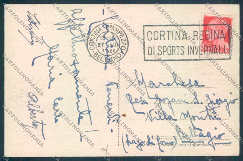 Belluno Cortina d'Ampezzo cartolina LQ9027 – retro