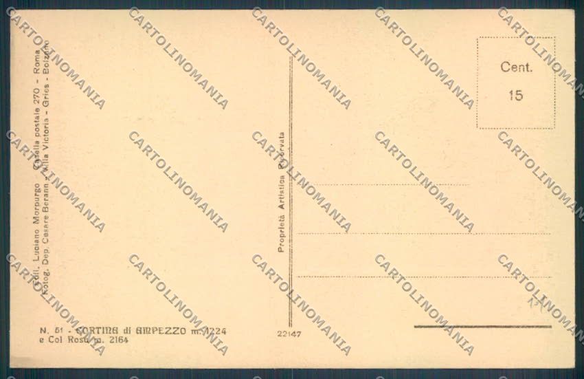 Belluno Cortina d'Ampezzo cartolina LQ9038 – retro