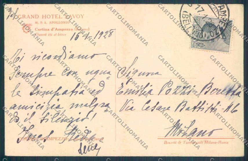Belluno Cortina d'Ampezzo cartolina LQ9072 – retro