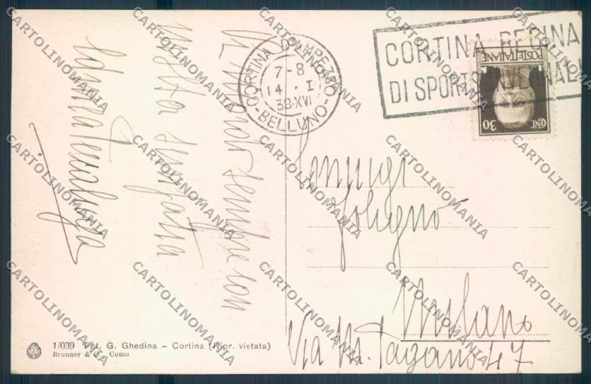 Belluno Cortina d'Ampezzo Nevicata cartolina LQ9075 – retro