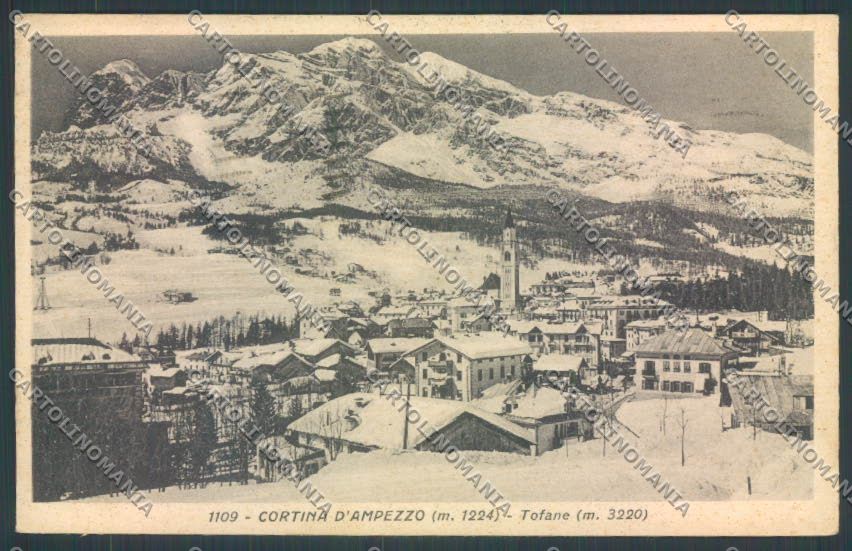 Belluno Cortina d'Ampezzo Nevicata PIEGHINE cartolina LQ9082 – fronte