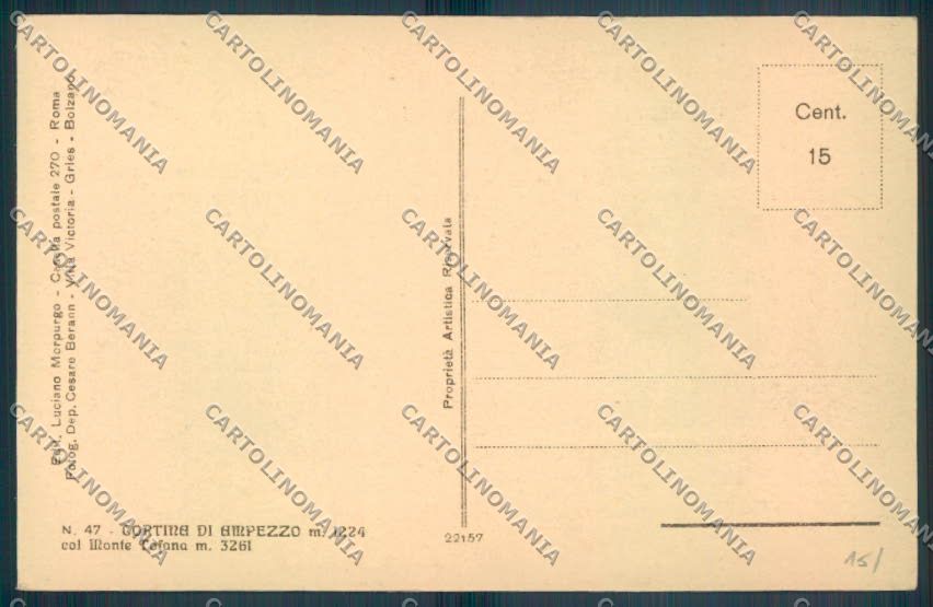 Belluno Cortina d'Ampezzo cartolina LQ9164 – retro