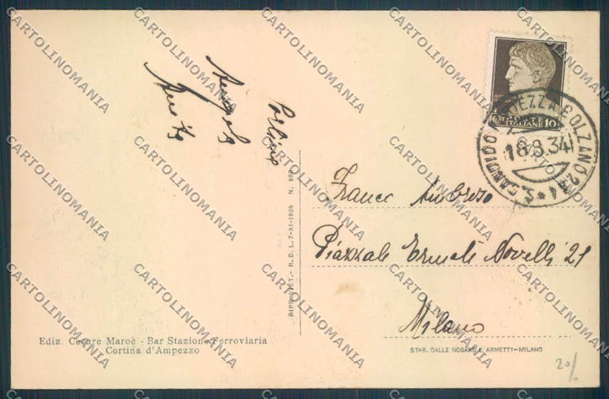 Belluno Cortina d'Ampezzo cartolina LQ9213 – retro